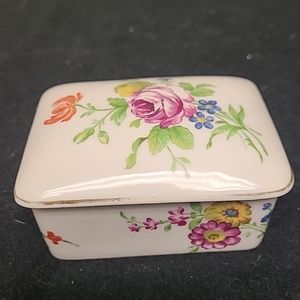 Vintage Porcelaine De Paris Ceramic Floral Trinket Box Made in France